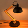 Unique Wood Base Adjustable Black Bowl Shade Desk Lamp Image - 1