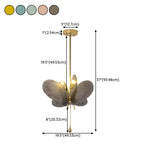 Unique Yellow Clear Glass Artistic Butterfly Pendant Light #size