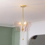 Unique Yellow Clear Glass Artistic Butterfly Pendant Light Image - 7