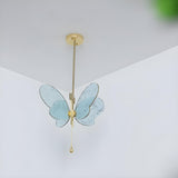 Unique Yellow Clear Glass Artistic Butterfly Pendant Light Image - 8