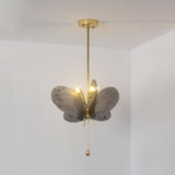 Unique Yellow Clear Glass Artistic Butterfly Pendant Light Image - 9