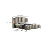 Upholstered Beige Headboard and Footboard Queen Wingback Bed #size