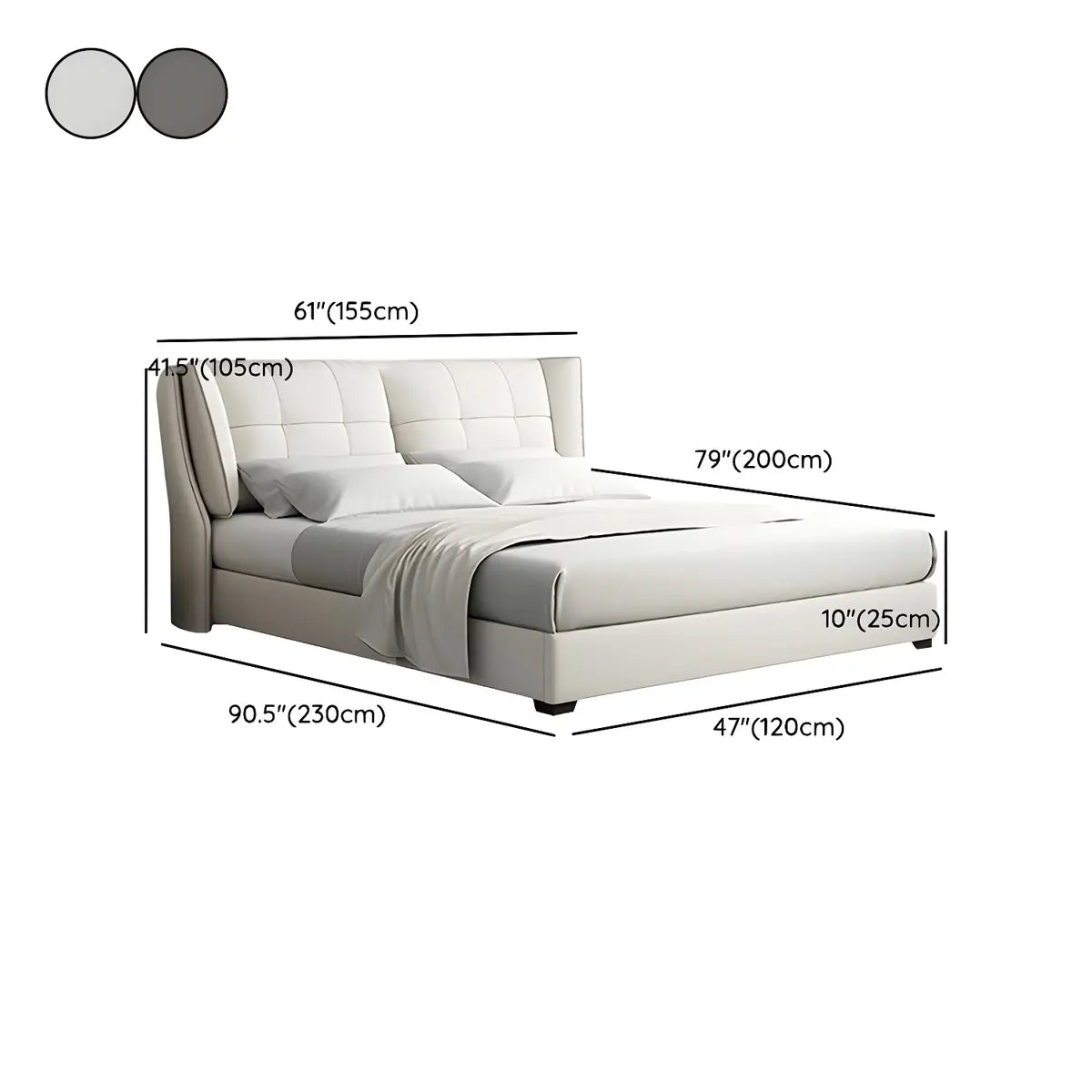 Upholstered Beige Headboard Lift Up Storage Wingback Bed 