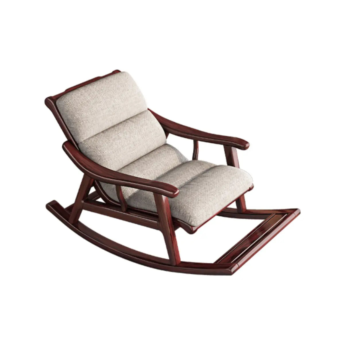 Upholstered Brown Wood Leg Track Arms Rocking Chair Image - 2