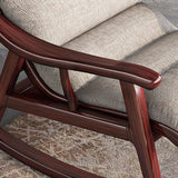 Upholstered Brown Wood Leg Track Arms Rocking Chair Image - 5