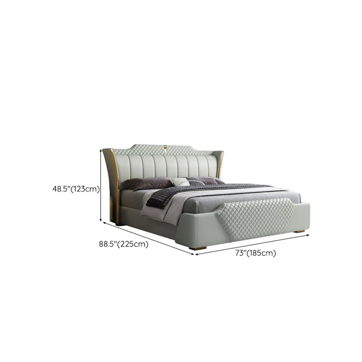 Upholstered Green Queen Wingback Storage Bed with Footboard 