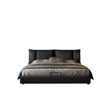 Upholstered Headboard Black Queen Panel Bed with Mattress Image - 2