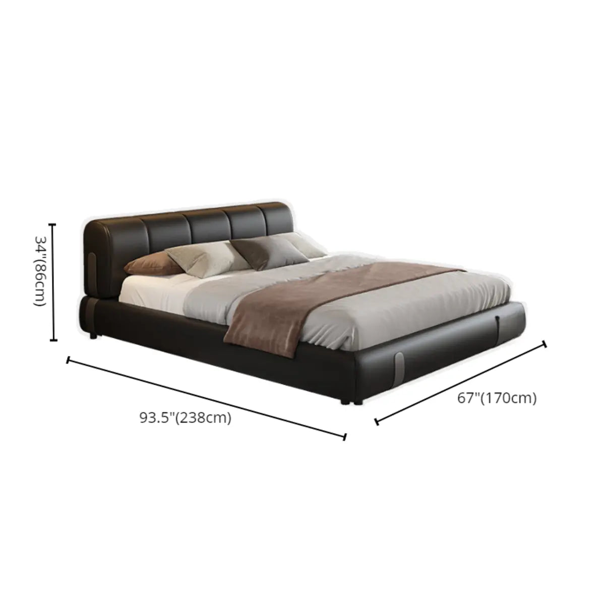 Upholstered Headboard Leather Black King Lift Storage Bed 