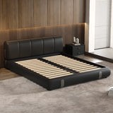 Upholstered Headboard Leather Black King Lift Storage Bed Image - 4