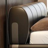 Upholstered Headboard Leather Black King Lift Storage Bed Image - 9