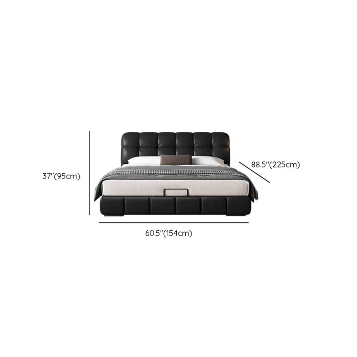 Upholstered Headboard Leather Black King Lift Up Storage Bed 