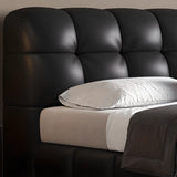 Upholstered Headboard Leather Black King Lift Up Storage Bed Image - 6