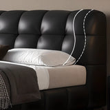 Upholstered Headboard Leather Black King Lift Up Storage Bed Image - 8