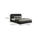 Upholstered Headboard Leather Black Queen Tufted Panel Bed #size