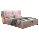 Upholstered Headboard Leather Pink Wingback Bed with Storage Image - 5