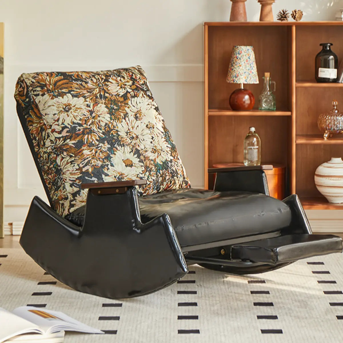 Upholstered Recessed Arm Rocking Chair with Slipcover Image - 9