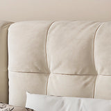 Upholstered Velvet Beige King Panel Bed with Headboard Image - 5