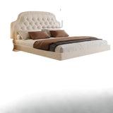 Upholstered White Queen Panel Bed with Lift-Up Storage Image - 9