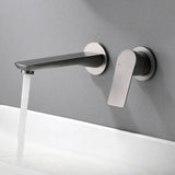 Valve Included Wall Mount Sleek Brass Bathroom Sink Faucet Image - 2