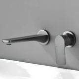 Valve Included Wall Mount Sleek Brass Bathroom Sink Faucet Image - 9