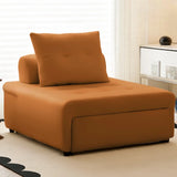 Versatile Cream Twin Square Fabric Foldable Futon Sofa Image - 3