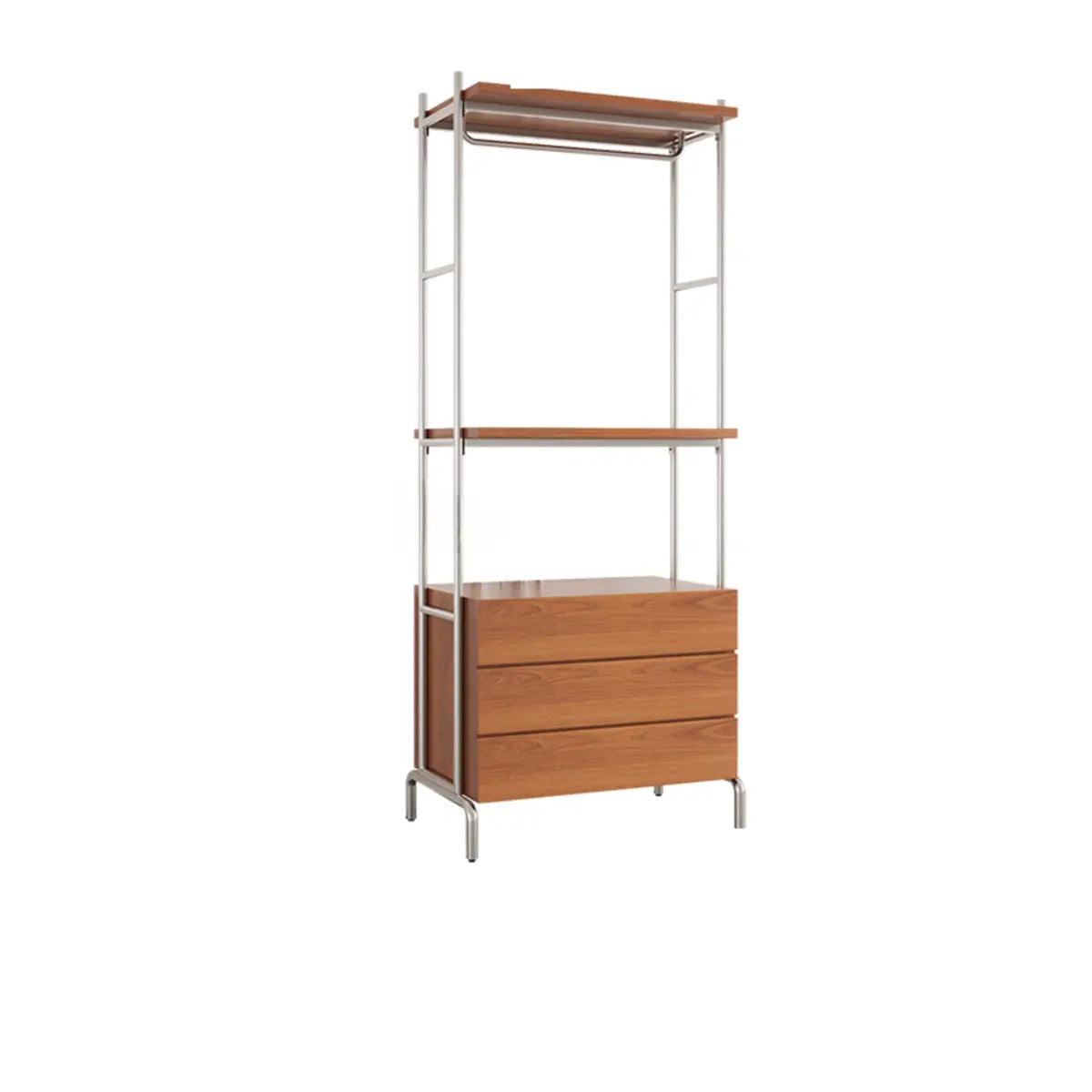 Versatile Metal and Wood Brown Drawers Shelves Coat Rack Image - 15