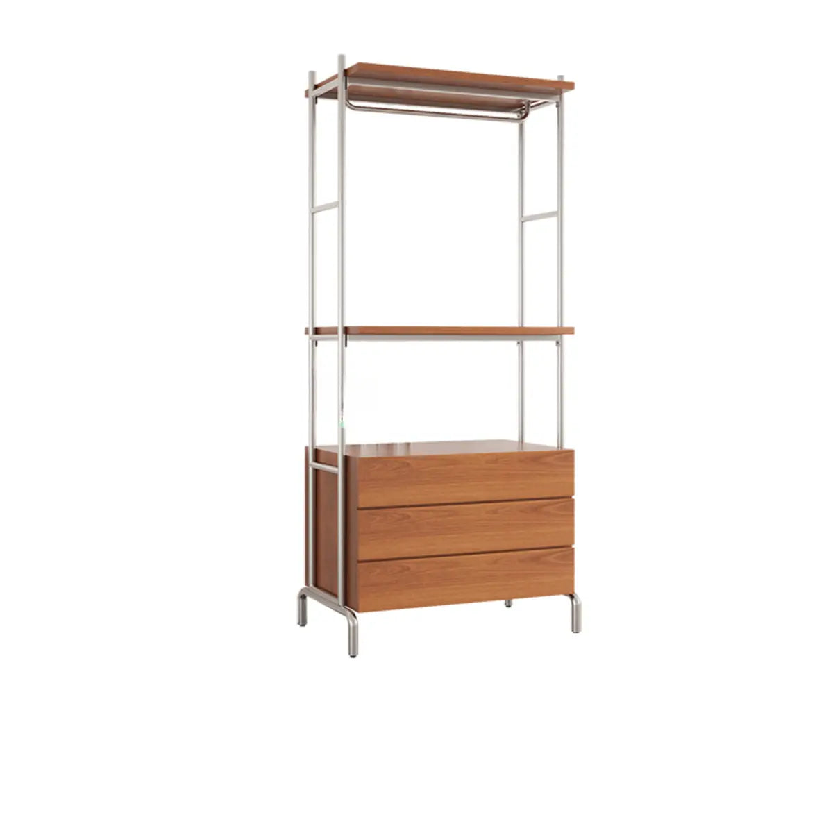 Versatile Metal and Wood Brown Drawers Shelves Coat Rack Image - 17