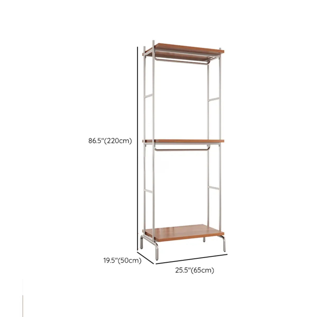 Versatile Metal and Wood Brown Drawers Shelves Coat Rack 