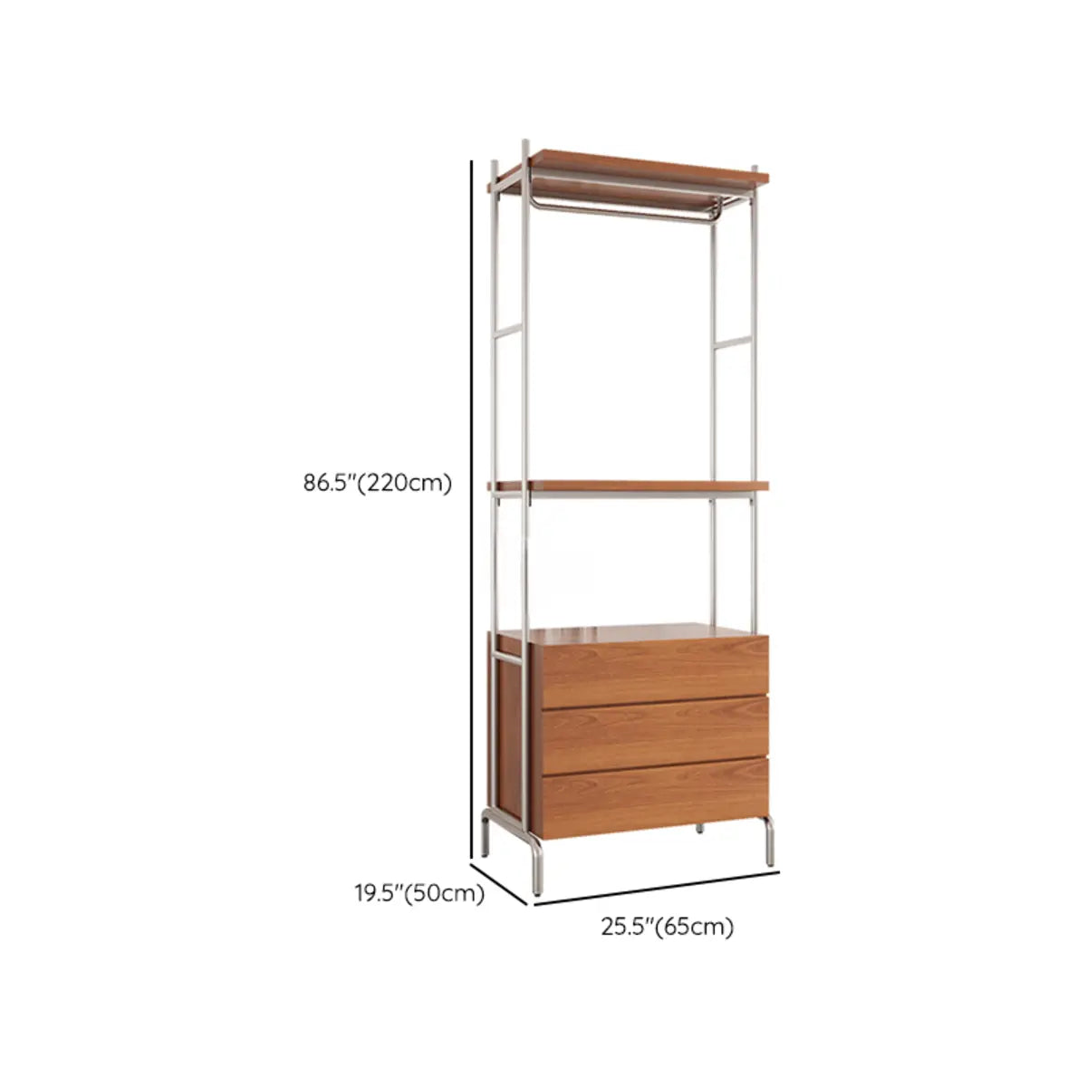 Versatile Metal and Wood Brown Drawers Shelves Coat Rack Image - 27