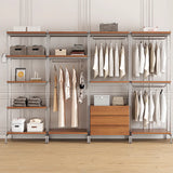 Versatile Metal and Wood Brown Drawers Shelves Coat Rack Image - 3