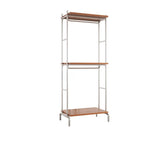 Versatile Metal and Wood Brown Drawers Shelves Coat Rack Image - 4