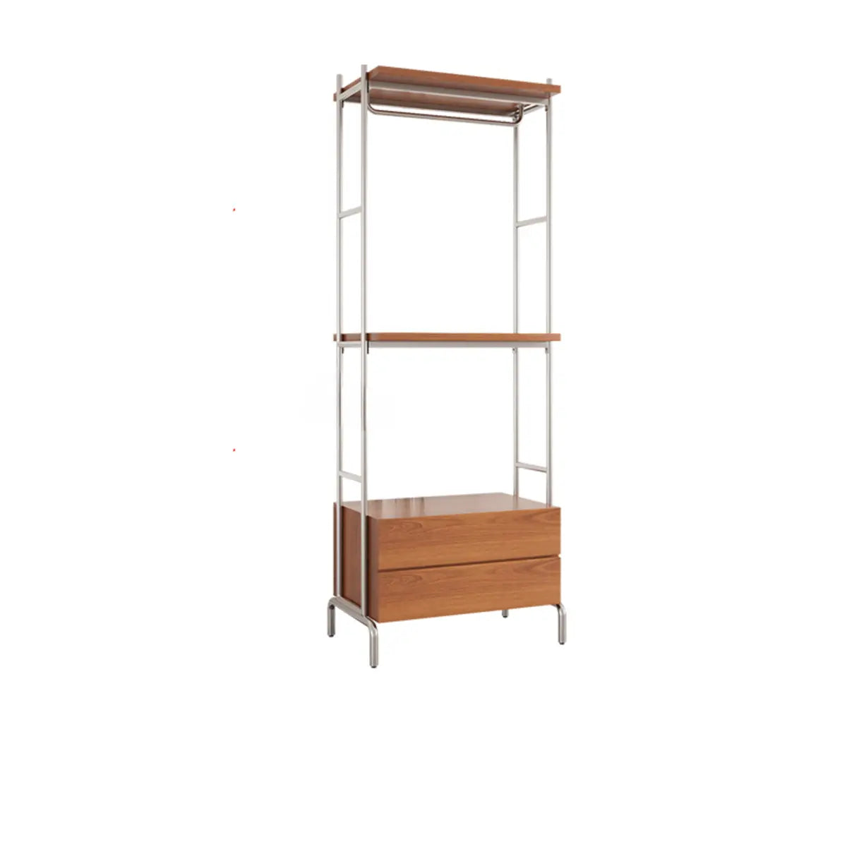 Versatile Metal and Wood Brown Drawers Shelves Coat Rack Image - 8