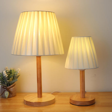 Versatile Modern Warm Wooden Base Bedside Table Lamp Image - 1