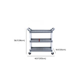 Versatile Rectangle 3-Tier Alloy Gray Kitchen Cart #size