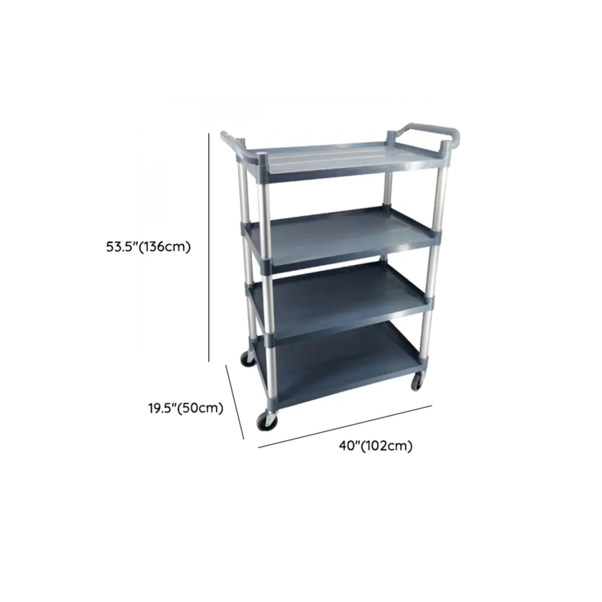 Versatile Rectangle 3-Tier Alloy Gray Kitchen Cart Image - 11