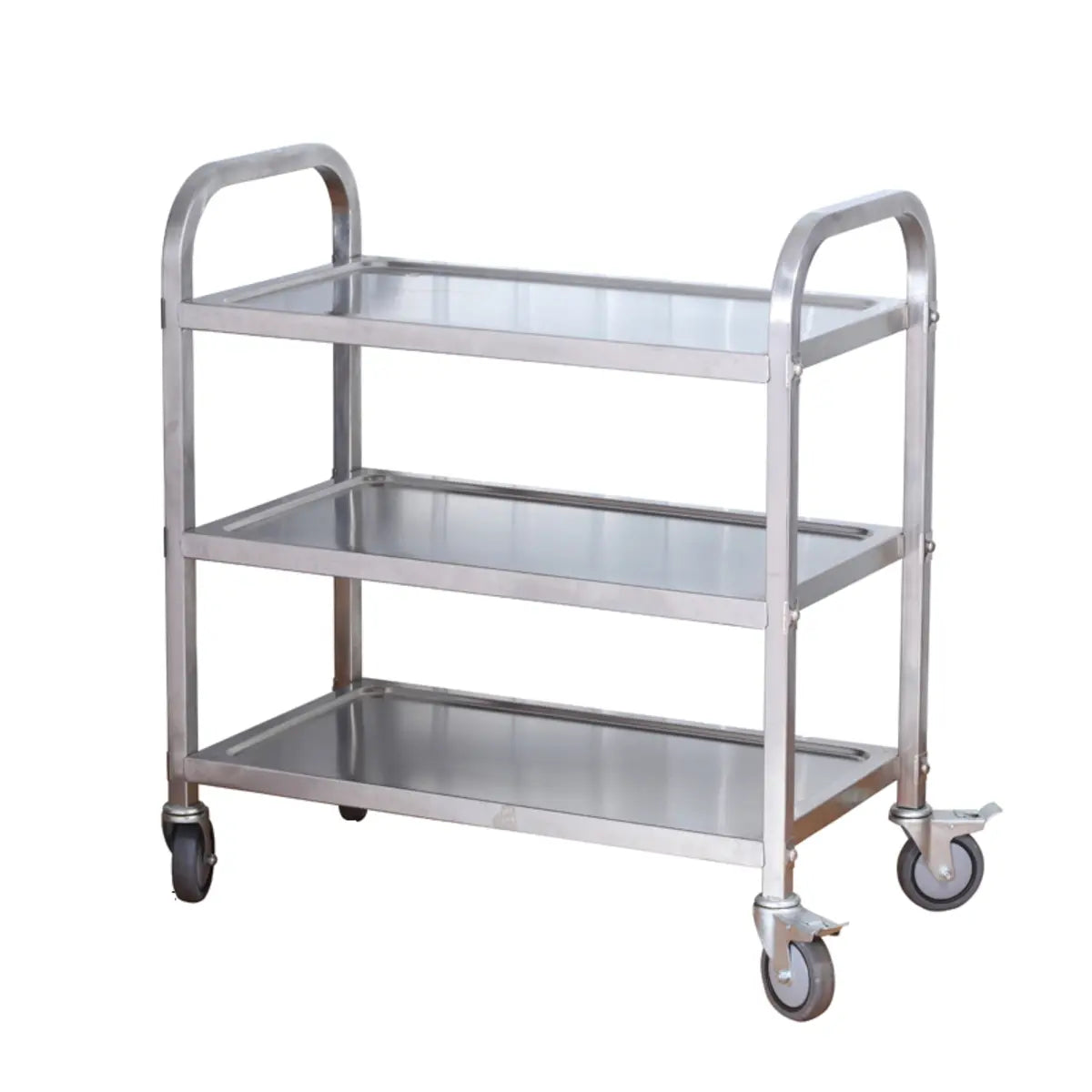 Versatile Rectangle 3-Tier Alloy Gray Kitchen Cart Image - 7