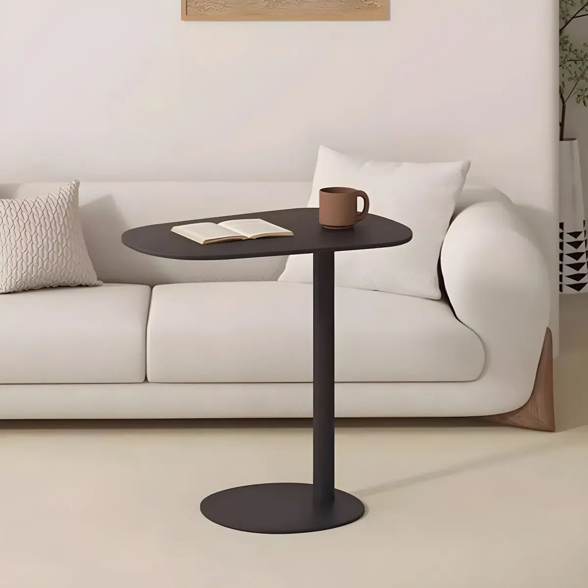 Versatile Standard C-Shaped Oval Metal Black End Table Image - 1