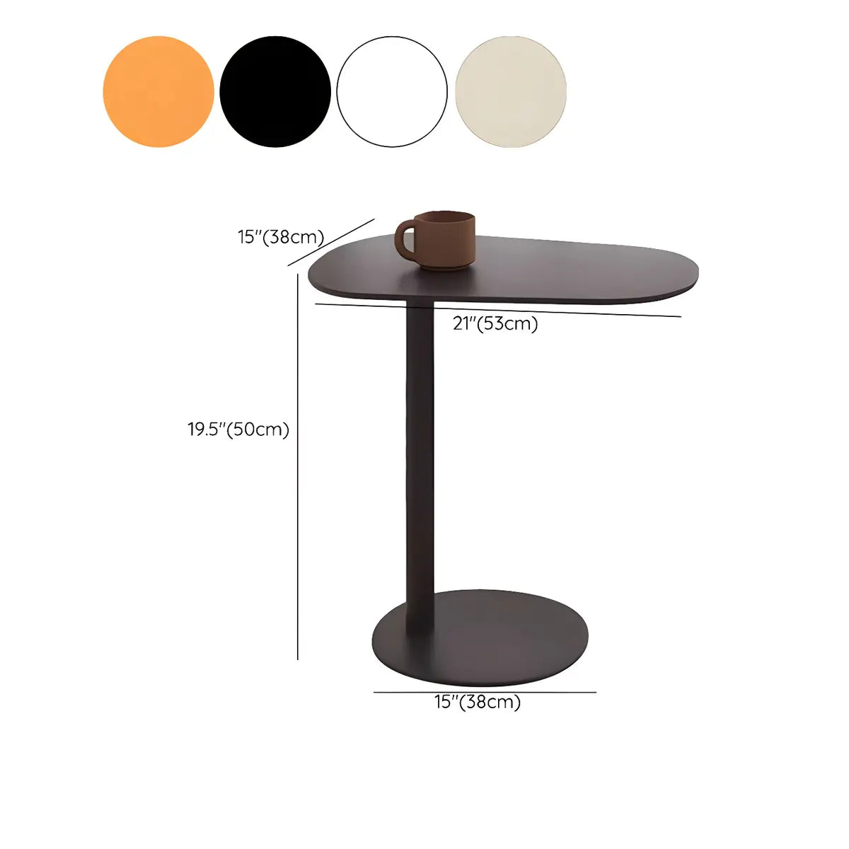 Versatile Standard C-Shaped Oval Metal Black End Table 