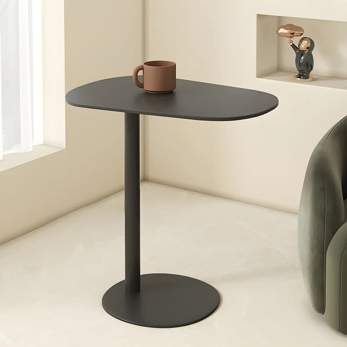 Versatile Standard C-Shaped Oval Metal Black End Table Image - 3