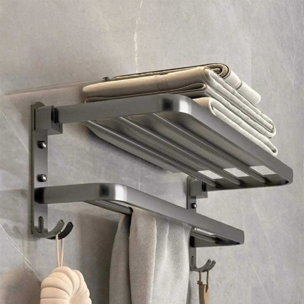 Versatile Storage Rack Towel Shelf Bathroom Hardware Set Image - 2