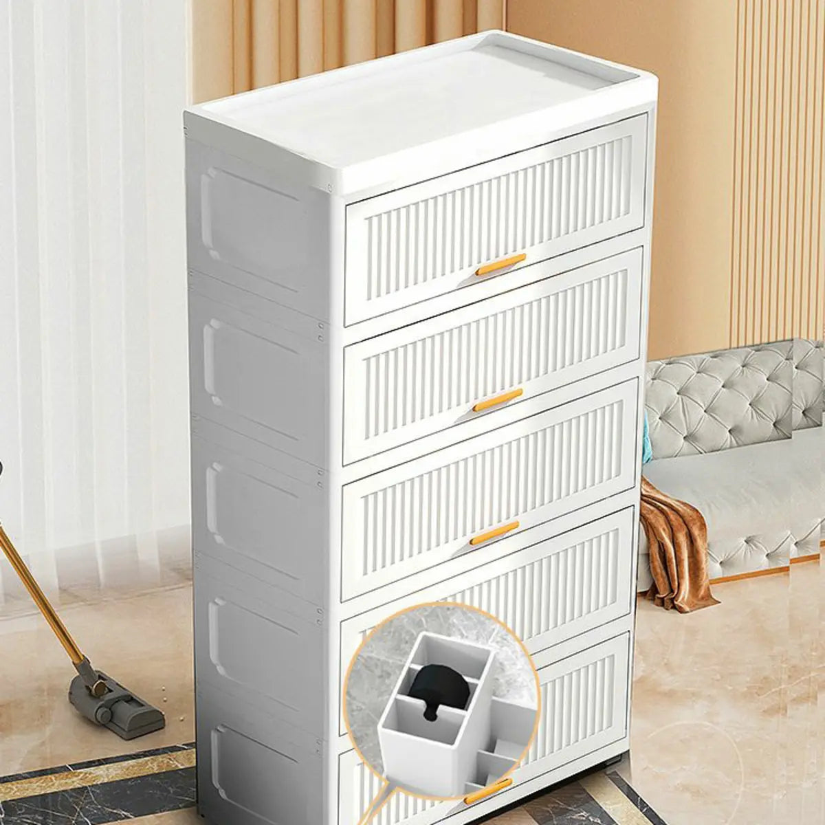 Vertical Acrylic White Tall Lingerie Storage Chest Image - 1