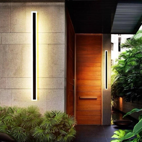 Vertical Black Outdoor LED Wall Light Fixture Image - 1