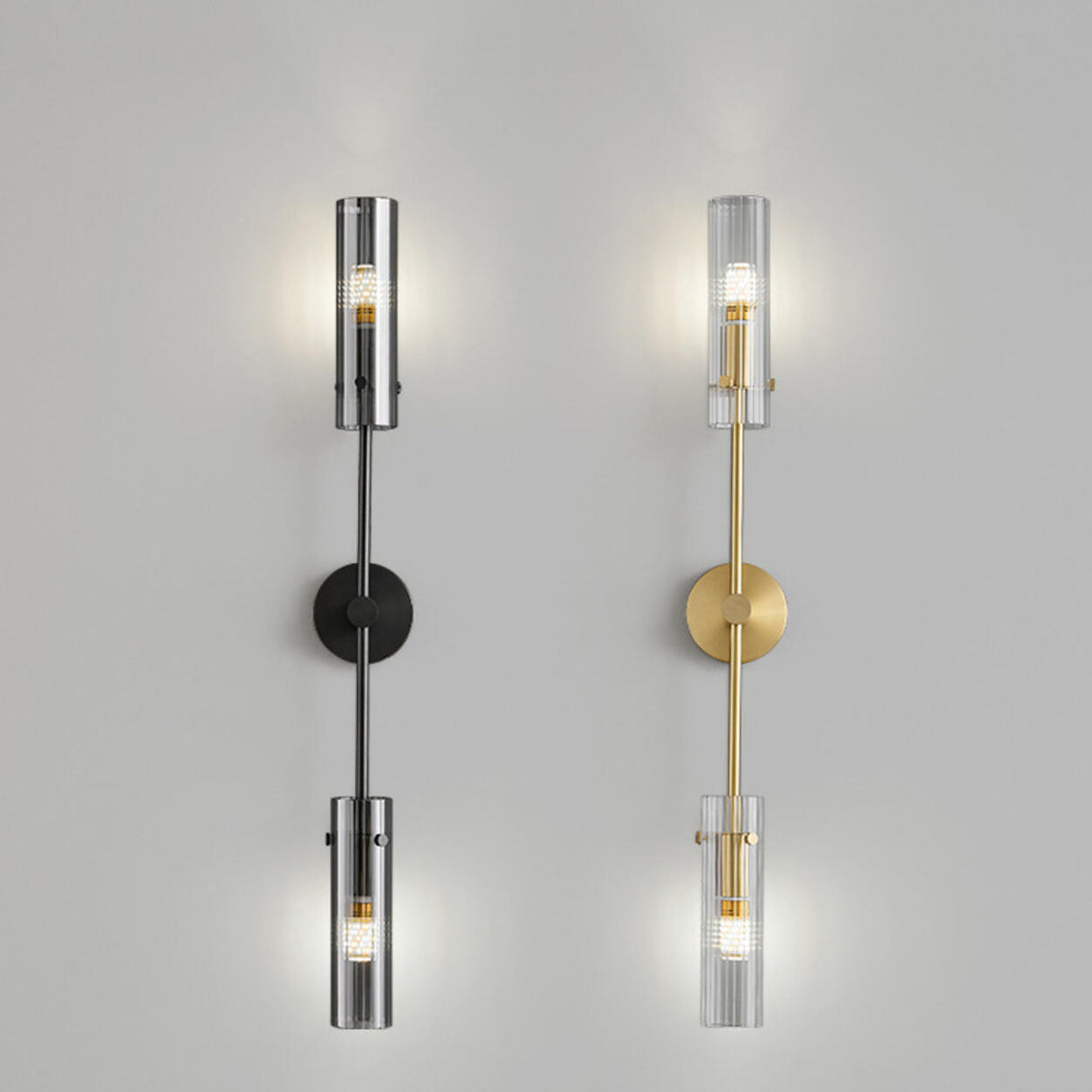 Vertical Design Gold Double Glass Tube Wall Sconce Image - 16