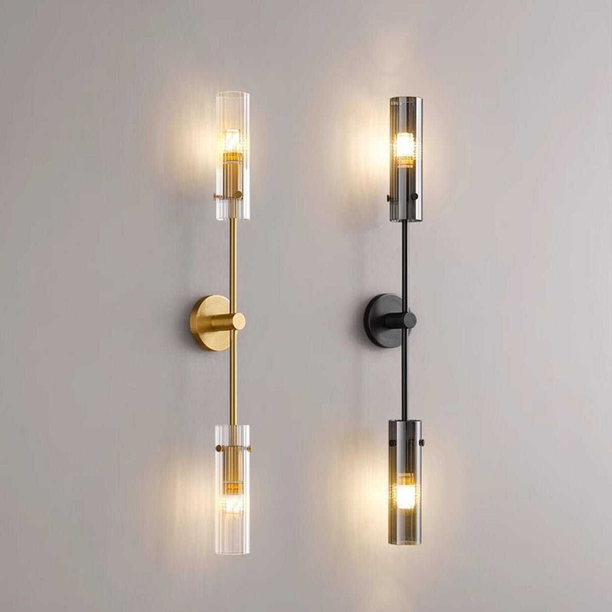 Vertical Design Gold Double Glass Tube Wall Sconce Image - 18