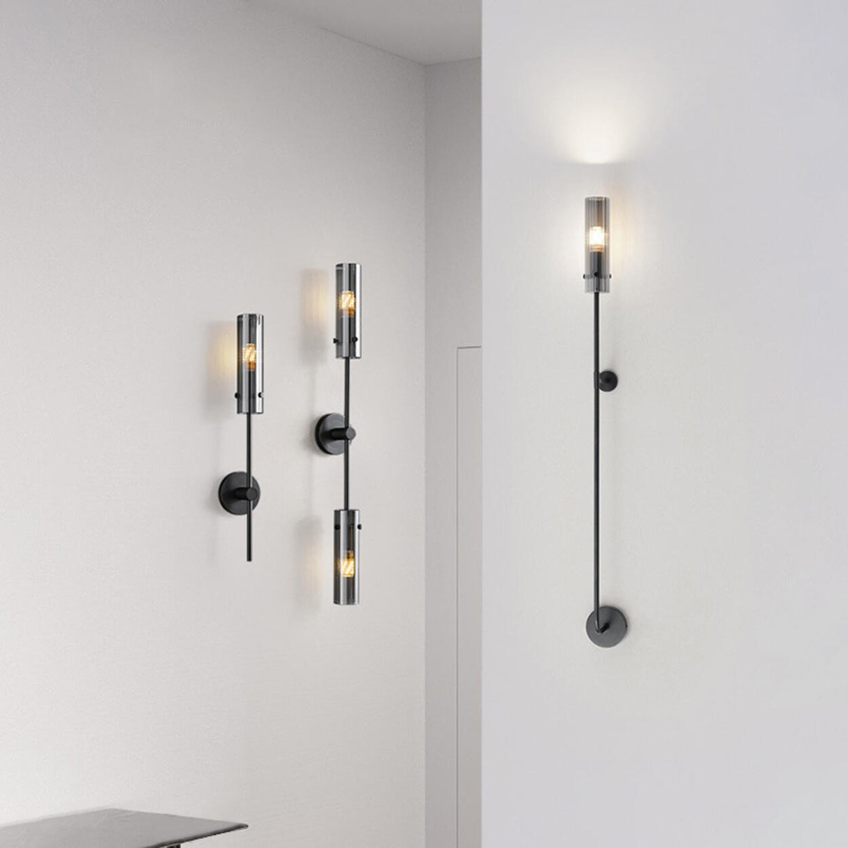 Vertical Design Gold Double Glass Tube Wall Sconce Image - 3