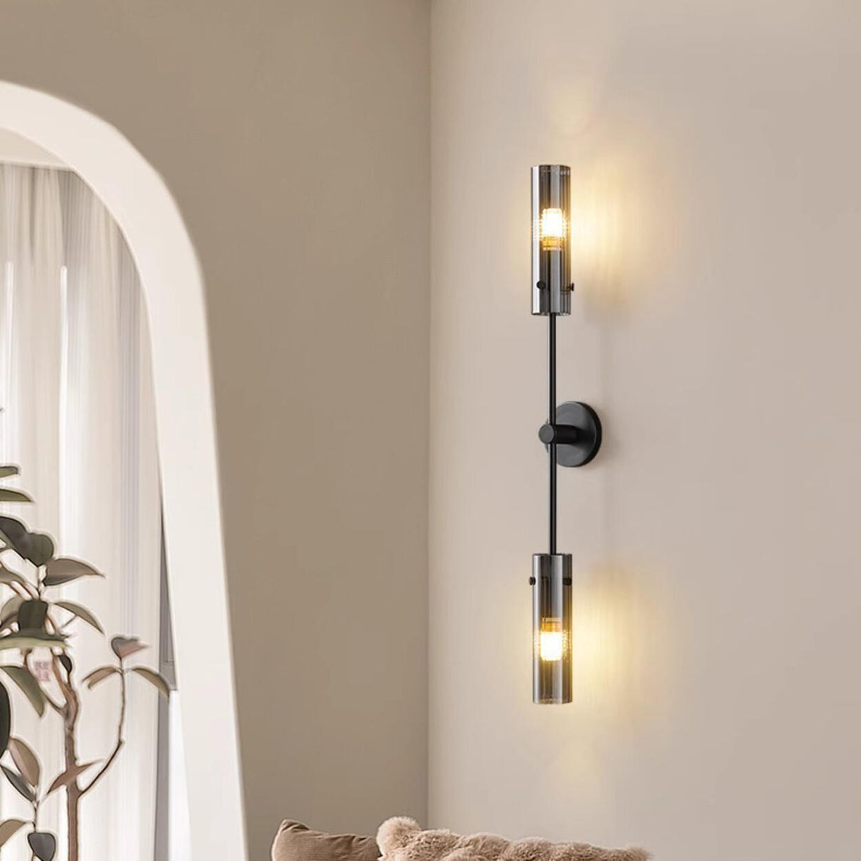 Vertical Design Gold Double Glass Tube Wall Sconce Image - 6