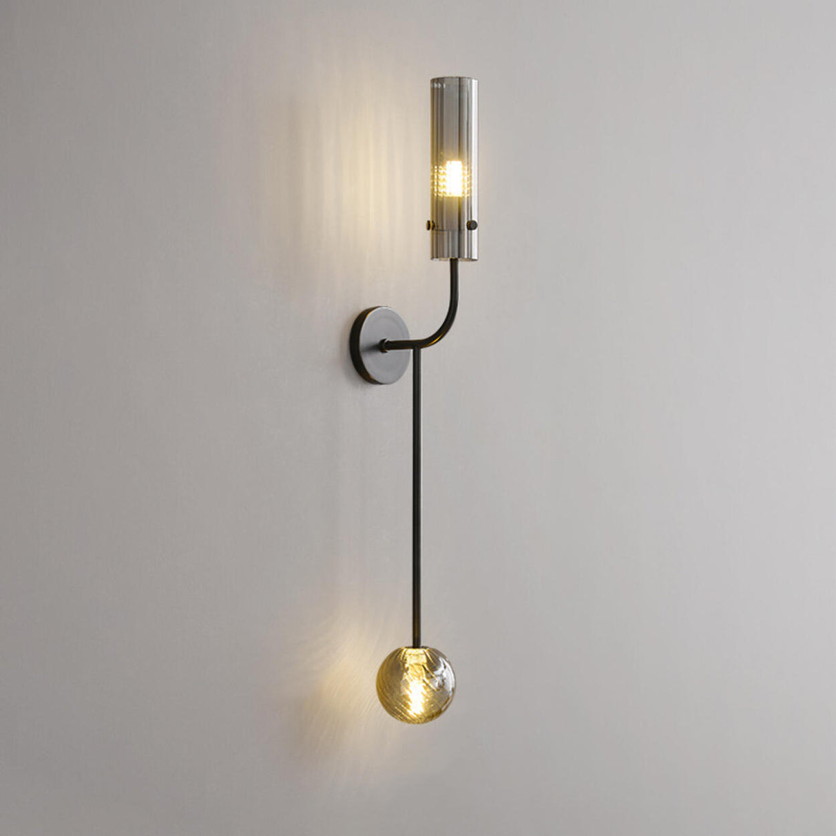 Vertical Design Gold Double Glass Tube Wall Sconce Image - 7