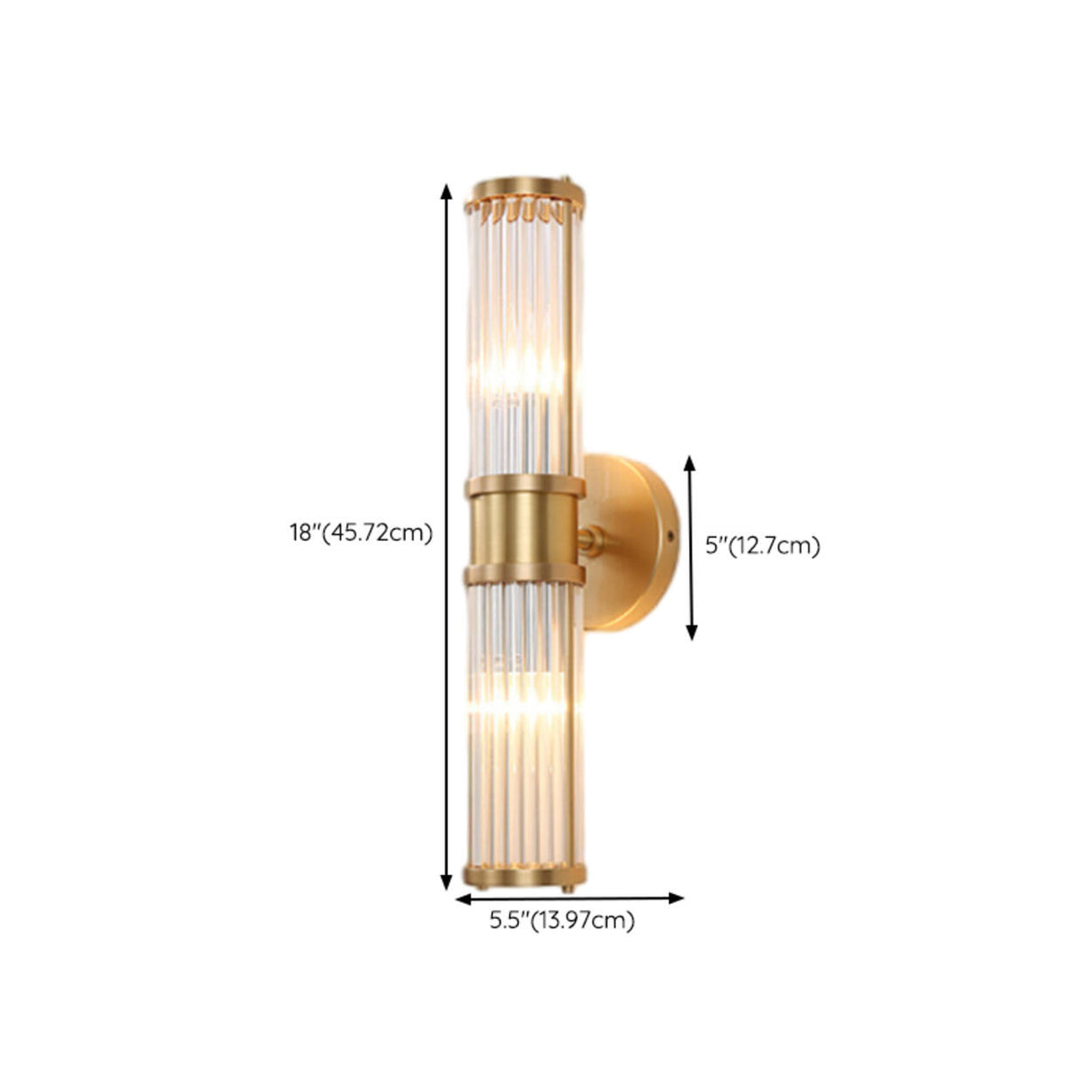 Vertical Gold Ribbed Glass Vanity Wall Sconce Light 