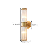 Vertical Gold Ribbed Glass Vanity Wall Sconce Light #size