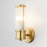 Vertical Gold Ribbed Glass Vanity Wall Sconce Light Image - 3